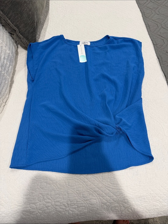 CeCe Tops - CeCe Royal Blue Knot-Front Tank Top
